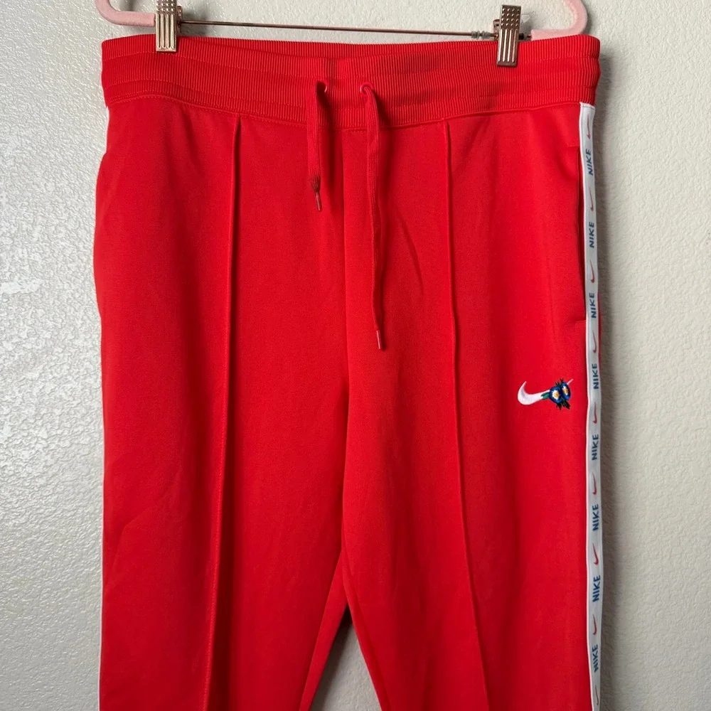 Nike Pants Womens Large Red Femme Track Floral Swoosh Logo Stripe Ankle Slim Fit